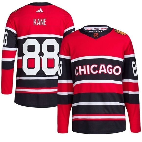 Adidas Authentic Patrick Kane Chicago Blackhawks Reverse Retro NHL Jersey Red - Picture 1 of 7